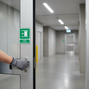 Light Slate Gray Premium Fire Safety Sign - Slide to Open Left Arrow