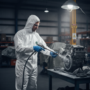 Dark Slate Gray Premium Disposable Coverall with Hood - White, Type 5/6 Protection