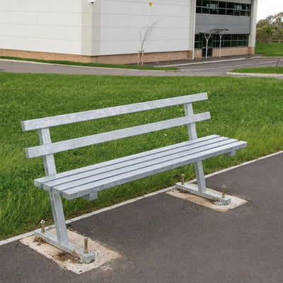 Steel park bench with optional backrest, galvanised