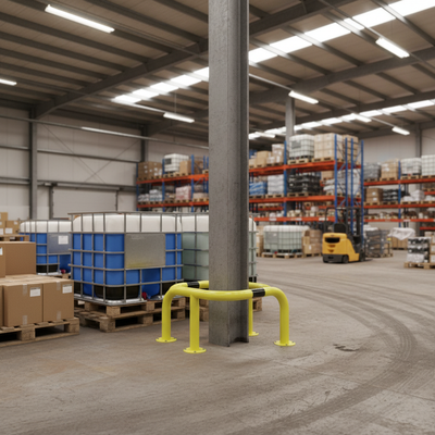 Heavy Duty Galvanised Steel Column Protector - 500mm Height