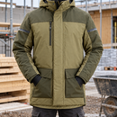 Waterproof Insulated Work Parka with Detachable Hood - Khaki Green