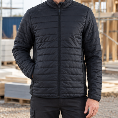 Black/Dark Navy Blue Padded Thermal Work Coat