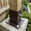 Bolt Down Fencing Post Support - Brown Finish