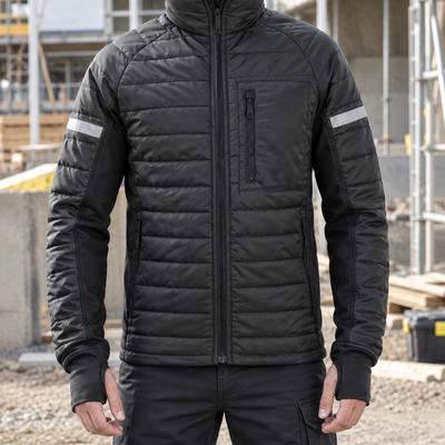 Insulated Work Jacket with Stretch Panels - Black