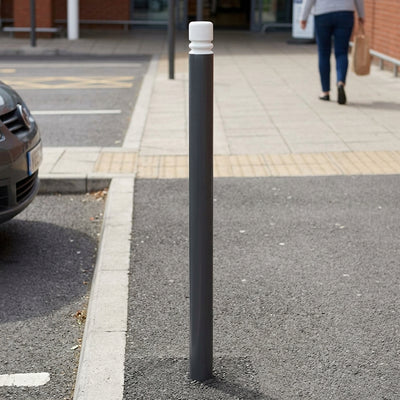 1200mm High Visibility Steel Bollard Black with White Top