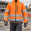 Hi-Vis Orange/Steel Grey Class 3 Softshell Safety Work Coat