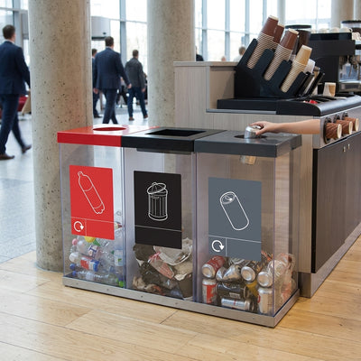 960 × 320 × 700–850 mm triple internal recycling bin