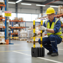 Dark Gray Premium Plastic Chain Post with Folding Base Kit - 10 Metre Chain