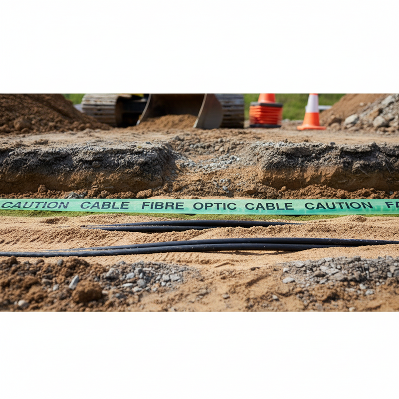 Rosy Brown Premium Underground Warning Tape for Fibre Optic Cables - 150mm x 365m