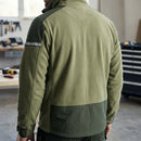 Windproof Fleece Work Jacket with Reinforced Panels - Khaki Green