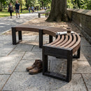 Curved modular bench recycled plastic black brown
