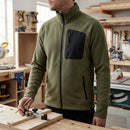 Mesh Fleece Work Jacket with Brushed Lining - Khaki Green/Black