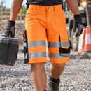 Hi-Vis Orange/Black Class 1 Flexible Work Shorts EN ISO 20471