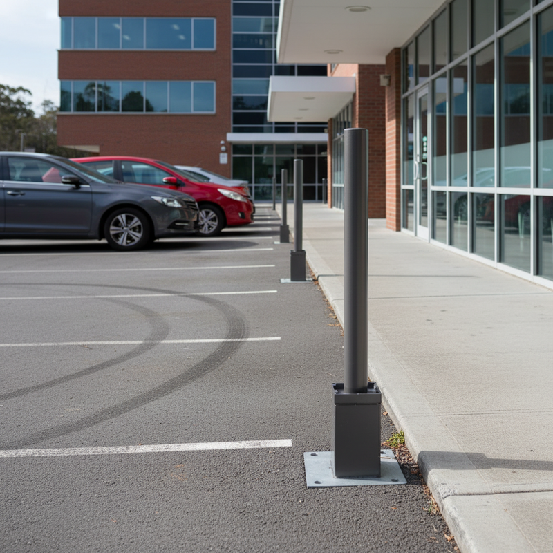 Light Slate Gray Premium Round Galvanised Removable Bollard - 1000mm Above Ground