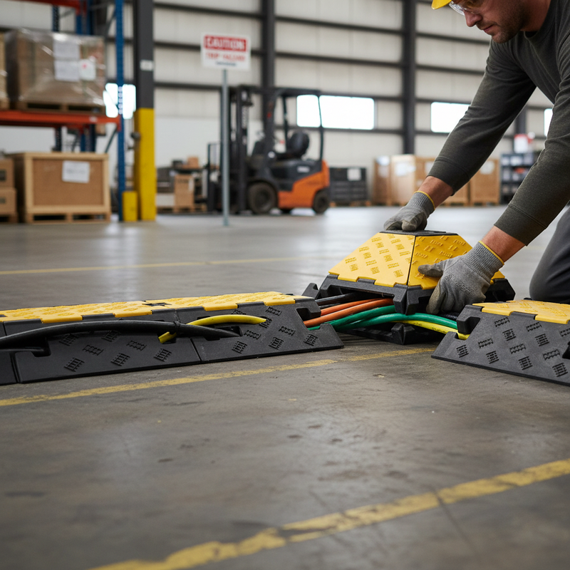 Dim Gray Medium 5-Channel Heavy Duty Cable Protection Ramp - Angled Piece