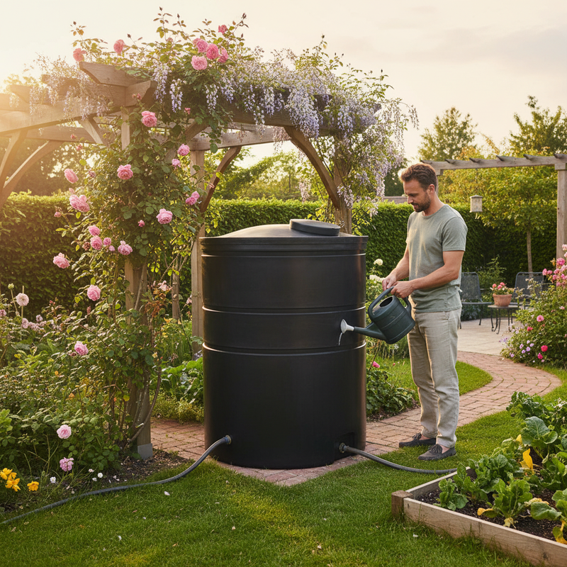 Dark Olive Green Premium Slimline Non-Potable 4000 Litre Cylindrical Water Tank