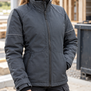 Women's Insulated Work Jacket with Fleece Collar - Steel Grey/Black (view 2)