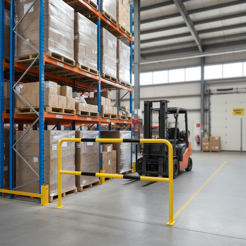 Dark Gray High Visibility Steel Hoop Guards for Safety in Warehouses and Factories