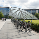 Gray Premium Open Sided Cycle Shelter with Clear PETG Roof - Extension Bays 1m to 5m