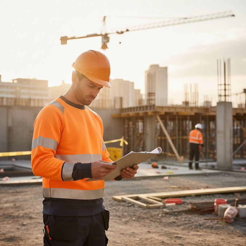 Light Gray High-Visibility Two-Tone Sweatshirt - Orange and Black