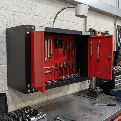 2-Door Steel Wall Cabinet with Pegboard Interior