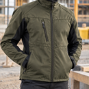 Dark Olive Green/Black Flexible Softshell Work Coat (view 2)