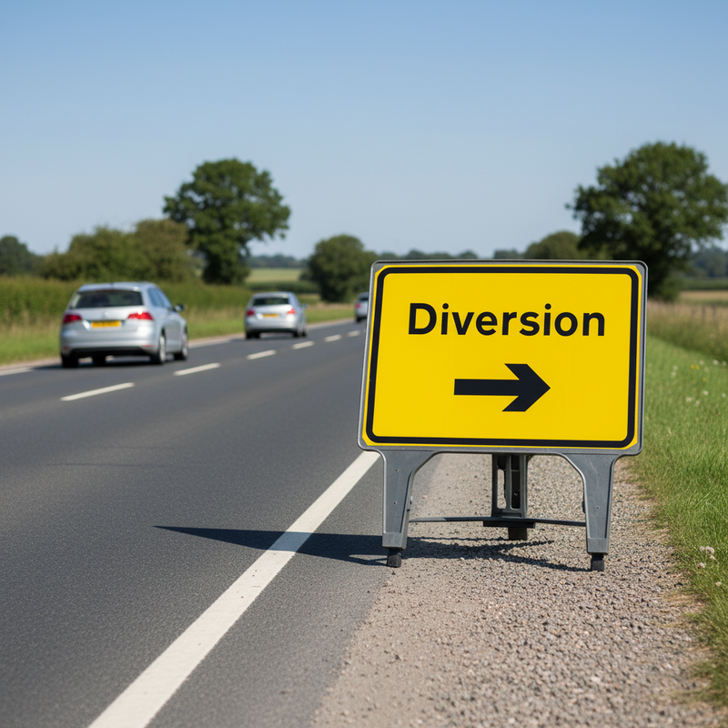 Slate Gray Heavy Duty Diversion Sign 1050x750mm - Durable and Reliable