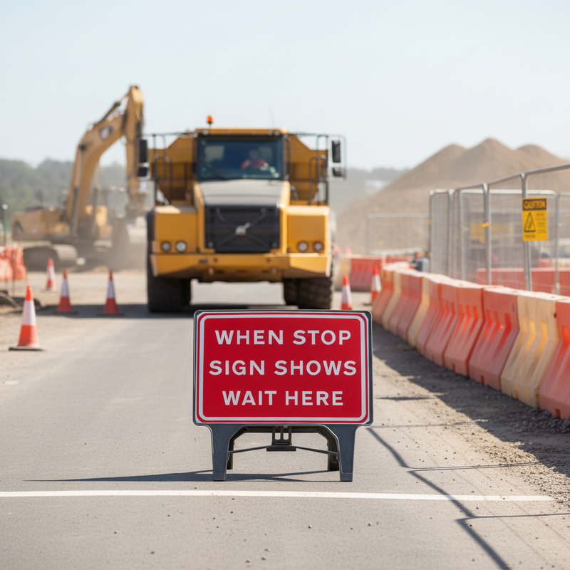 Light Gray Premium Stop Sign Wait Here 1050x750mm - Durable Design