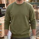 Crew Neck Work Sweatshirt Cotton Blend - Khaki Green