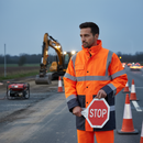 Dim Gray High-Visibility Two-Tone Traffic Jacket with Concealed Hood - Orange/Navy