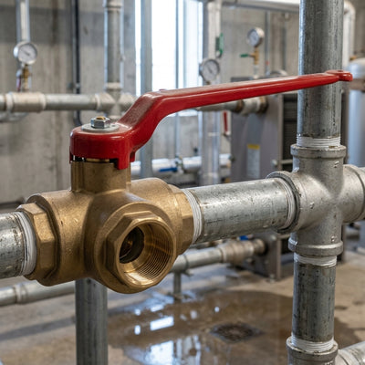 2" BSP Female 3-Way T Port Ball Valve, 20 Bar