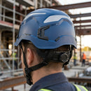 Blue Safety Helmet with Micro Brim and Wheel Adjustment Non-Vented