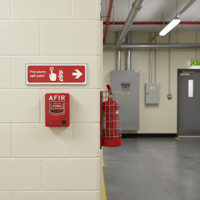 Premium Fire Alarm Call Point Right Arrow Sign for Emergency Response