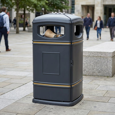 Square Litter Bin 115 Litre with Four-Point Latch Door
