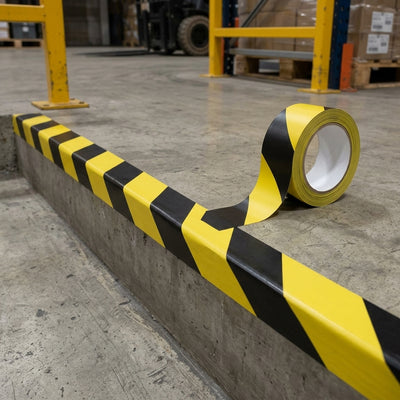 50mm Black & Yellow Hazard Warning Tape - 33m