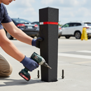 Dark Slate Gray Premium Recycled Rubber Bollard with Reflective Strips