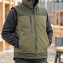 Softshell Stretch Work Vest with Fleece Backing - Khaki Green (view 2)