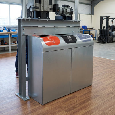 240 Litre triple-compartment recycling bin galvanised steel