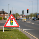 Dim Gray Traffic Light Signal Ahead Triangle Metal Sign - 750mm