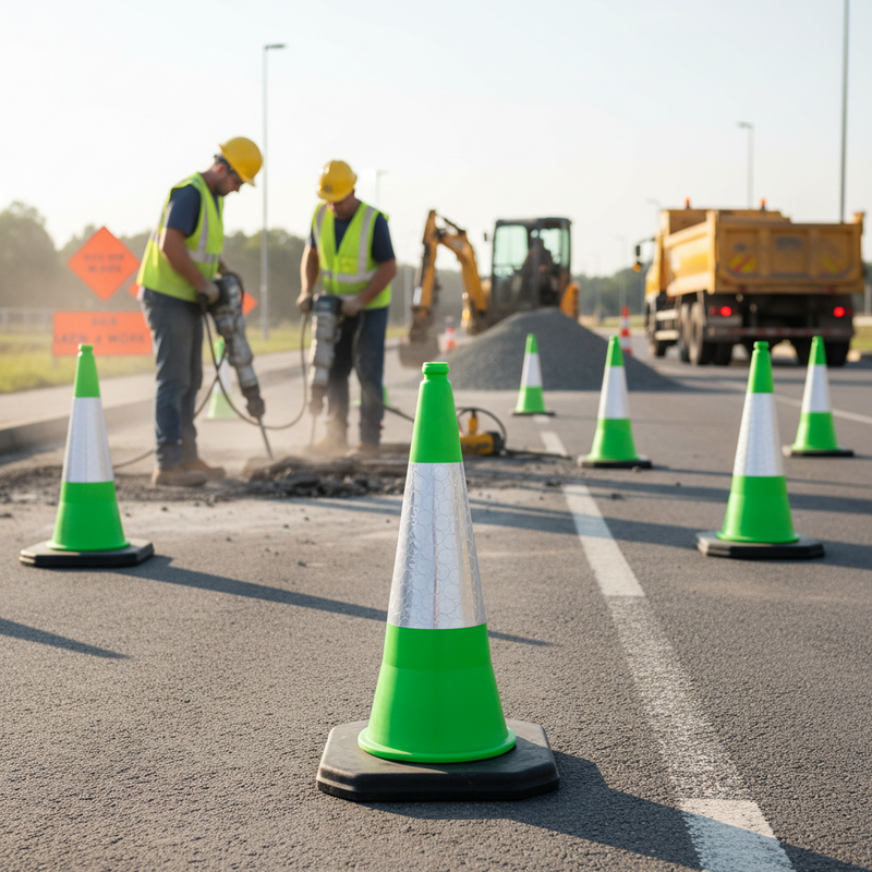 Rosy Brown Premium Green Traffic Cone - 750mm 2-Piece for High Visibility