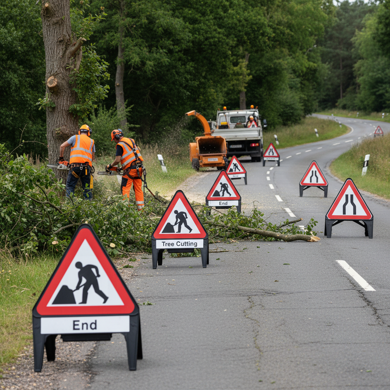 Dark Slate Gray Premium Traffic Management Signs Kit for Tree Cutting Safety