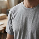 Loose Fit Cotton Crew Neck Work T-Shirt - Grey Melange (view 2)