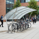 Gray Premium Open Sided Cycle Shelter with Clear PETG Roof - Extension Bays 1m to 5m