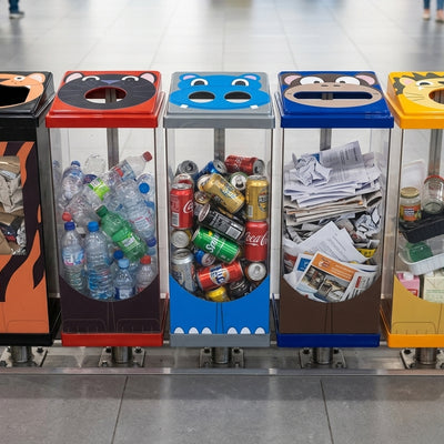 60 Litre animal face recycling bin with polycarbonate body