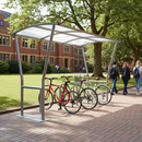 Dim Gray Premium Open Sided Bike Shelter with Clear PETG Roof - 5m Extension Bays