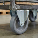 Dim Gray Zinc Plated Fixed Castors with Grey Thermoplastic Rubber Wheel - 60mm-125mm, 40kg-100kg Load