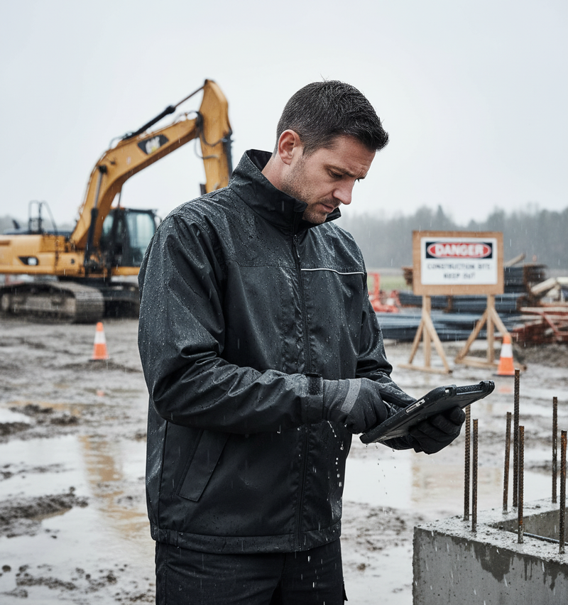 Dark Slate Gray Premium Waterproof Work Bomber Jacket with Fixed Hood