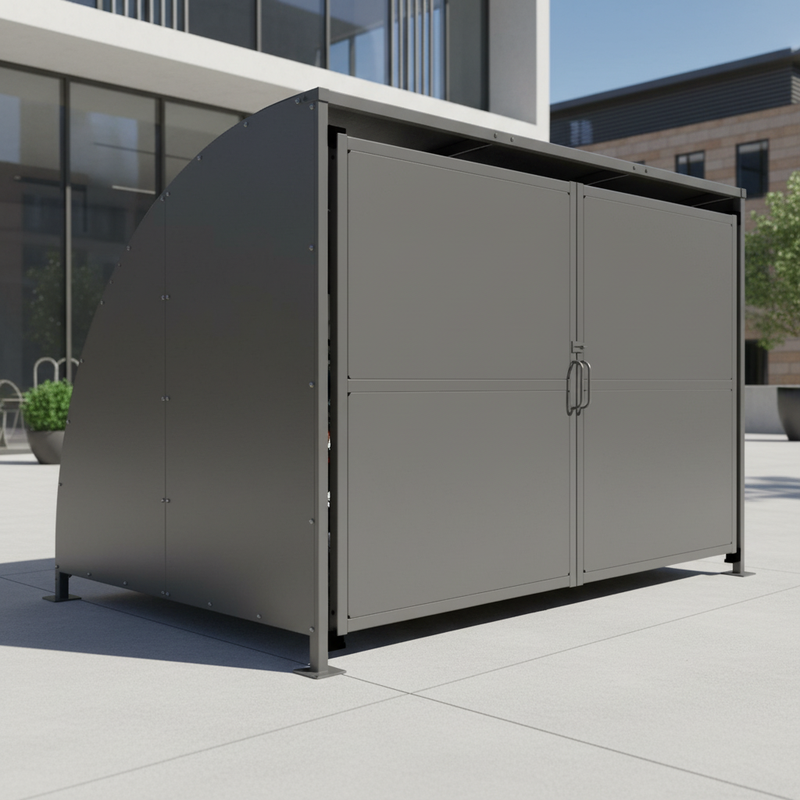 Dim Gray Premium Galvanised Steel Bike Shelter with Clad Doors - Custom Lengths Available