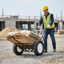 Premium Puncture-Proof 7" Semi-Pneumatic Tyre with White Plastic Hub for Hand Trucks and Lawn Mowers