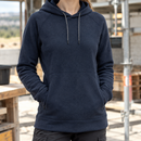 Women's Lightweight Micro Fleece Hoodie Raglan Sleeves Navy Melange